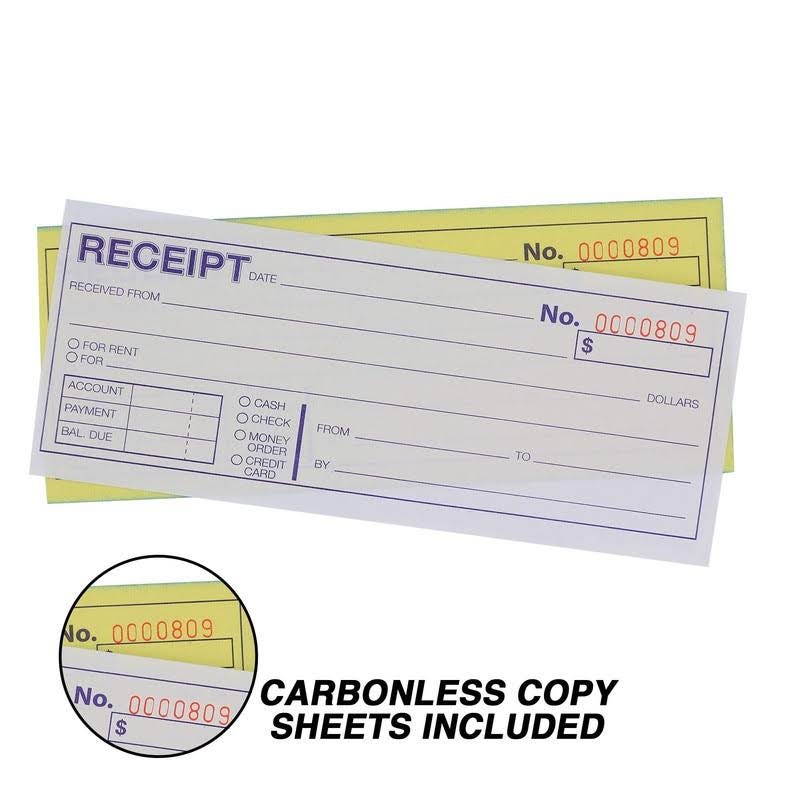 Emraw Receipt Book for Carbonless Sales Money Contractor Invoices | Image