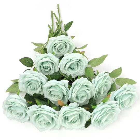 lvefit-artificial-rose-flower-sage-green-flowers-sage-green-roses-silk-flowers-12-pcs-with-long-stem-1