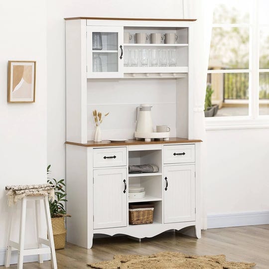 homcom-71-kitchen-buffet-hutch-storage-pantry-w-adjustable-shelves-3-cabinets-white-1