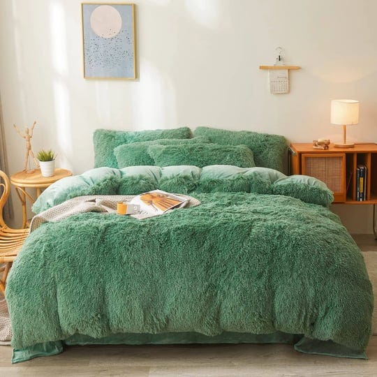foppa-green-plush-comforter-cover-set-queen-ultra-soft-faux-fur-green-bedding-sets-3-pieces-1-fluffy-1