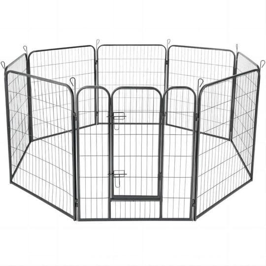 40-in-h-foldable-heavy-duty-metal-exercise-pens-indoor-outdoor-pet-fence-playpen-kit-with-stakes-and-1