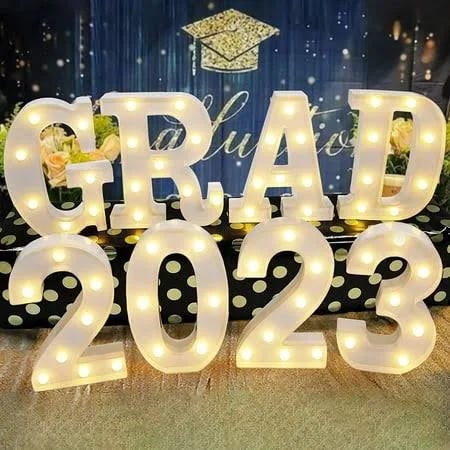 Stylish Washranp Graduation Party Decorations with LED Marquee Light up Letters and Numbers | Image