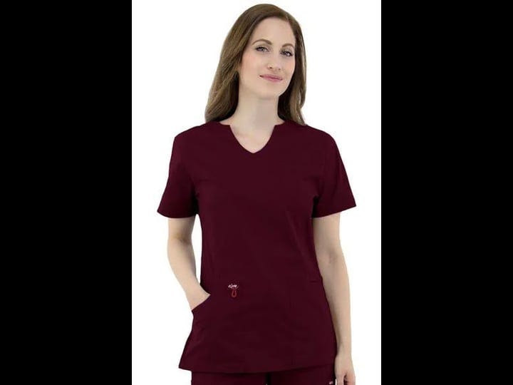 elate-by-allheart-womens-mock-wrap-solid-scrub-top-red-1