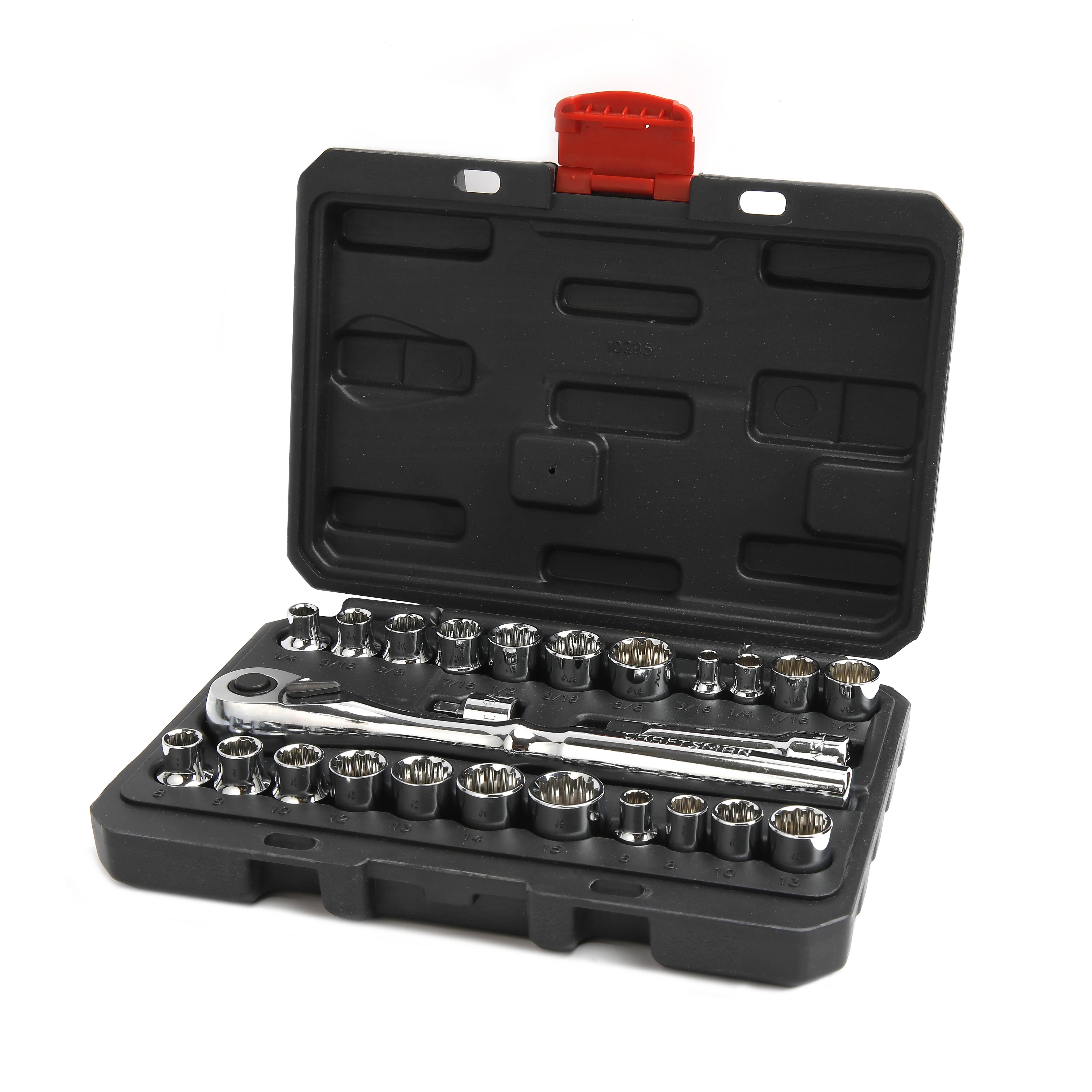Compact Craftsman 25-Piece Socket Wrench Set - Powder Coated and Versatile with Fixed and Hex Head Options | Image