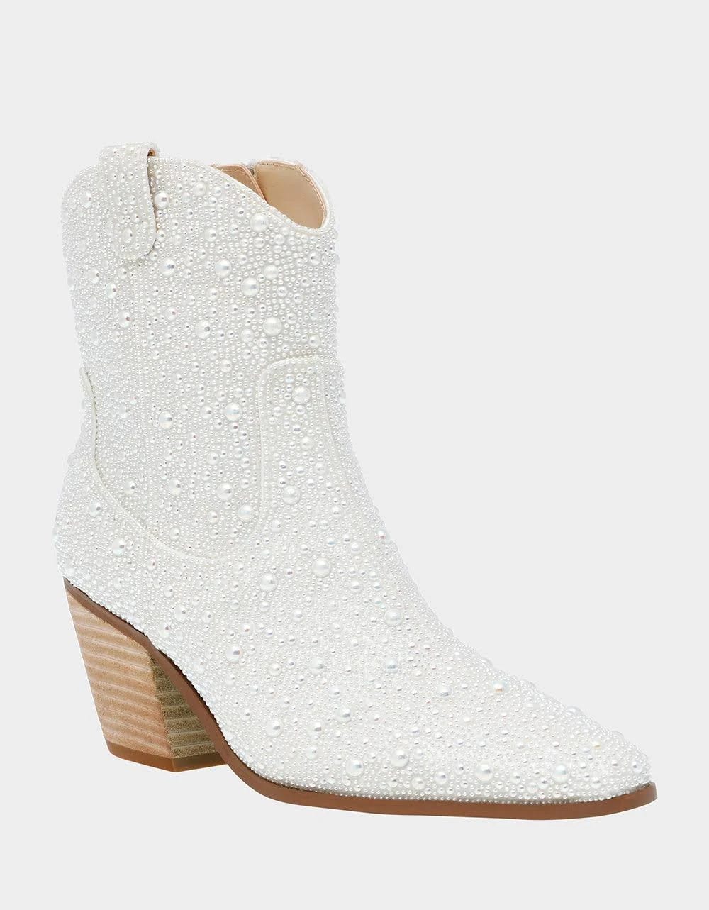 Shimmering Rhinestone Embellished White Pearl Boots | Image