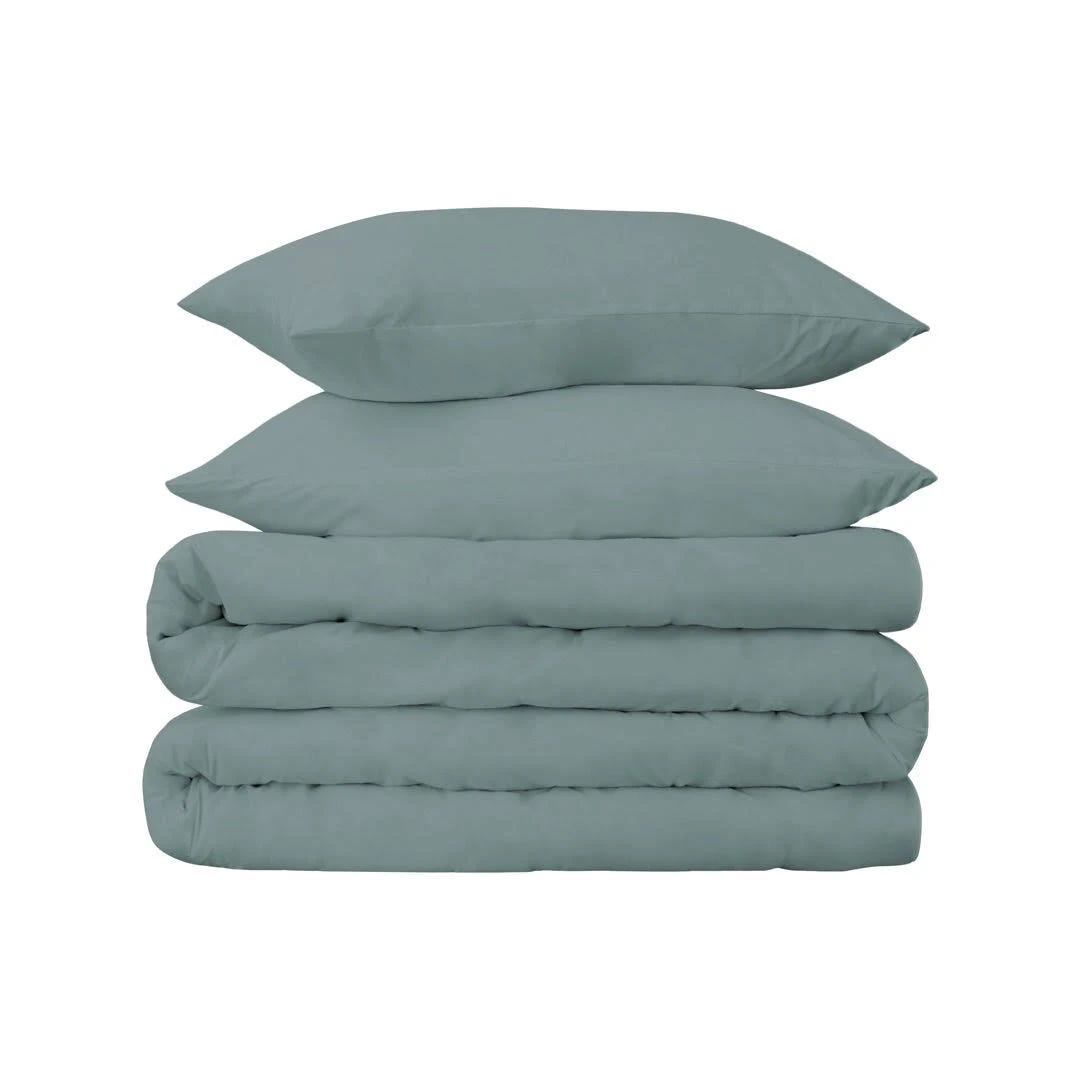 Teal Egyptian-Quality Cotton Duvet Cover Set for Twin Bed | Image
