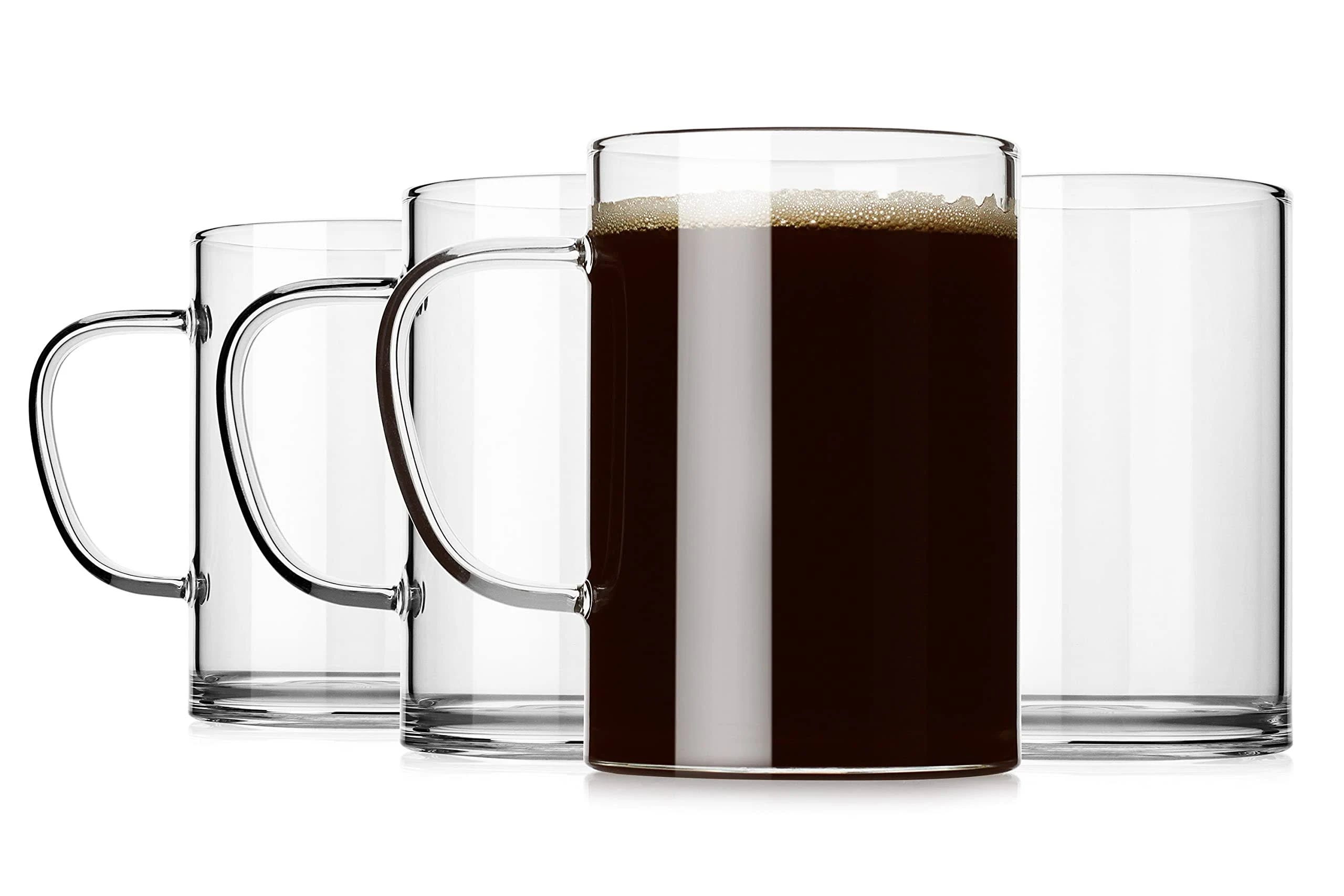 LUXU Glass Coffee Mugs: Crystal Clear and Spill-Proof 16 oz Cups Set (4 Pack) | Image