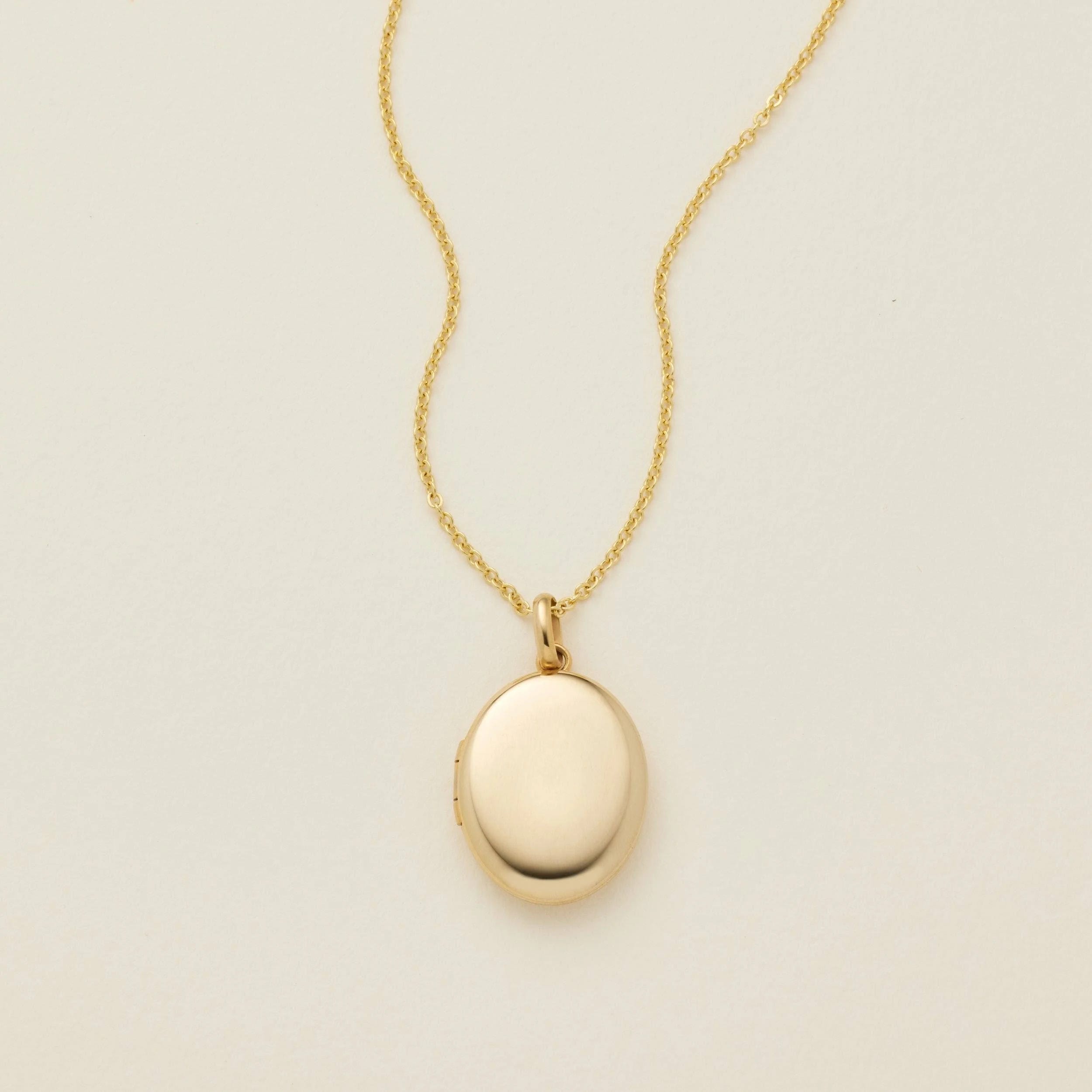 Gold Filled Mini Oval Locket Necklace | Image