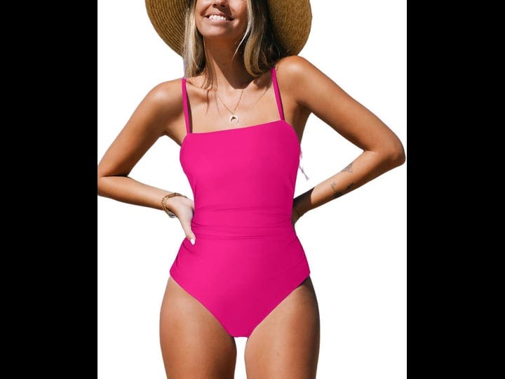 cupshe-womens-sandy-daze-shirred-one-piece-swimsuit-pink-1