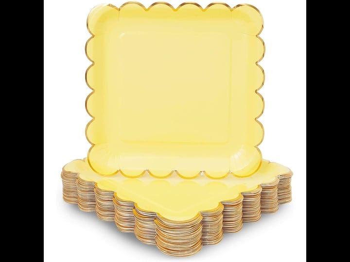 sparkle-and-bash-pastel-yellow-square-paper-plates-gold-foil-scalloped-edge-9-in-48-pack-1