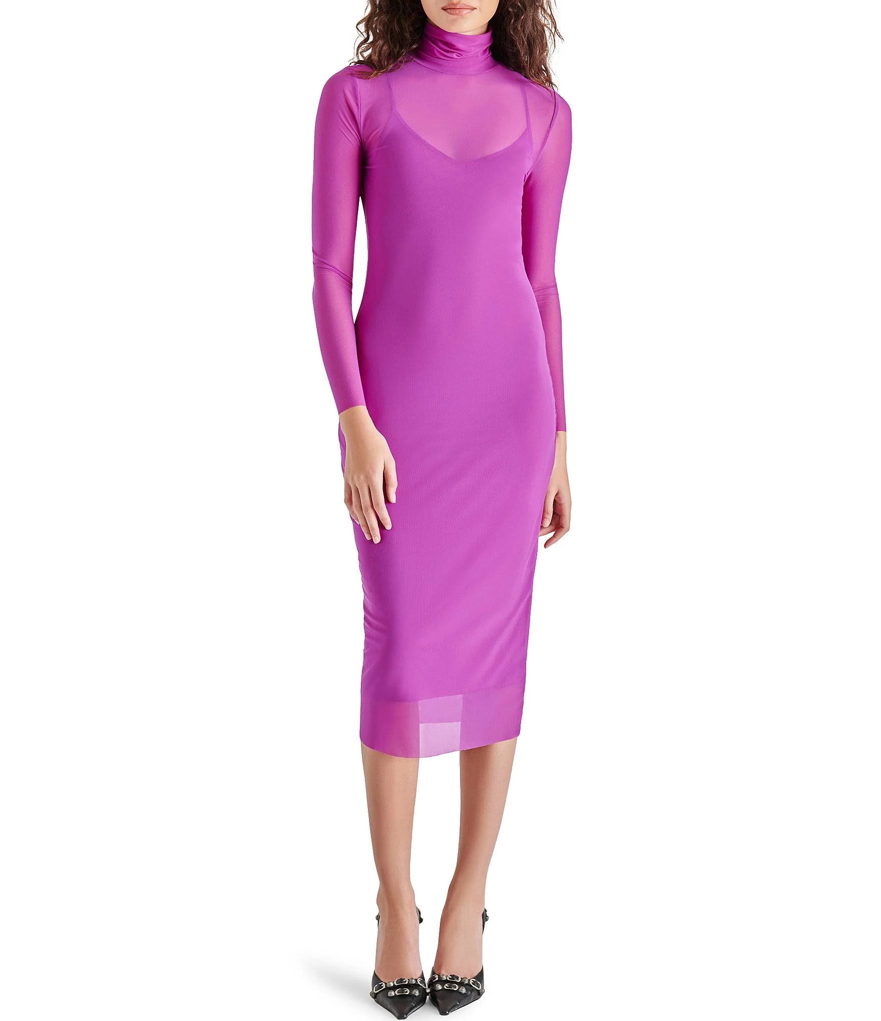 Magenta Steve Madden Vivienne Mesh Midi Dress | Image