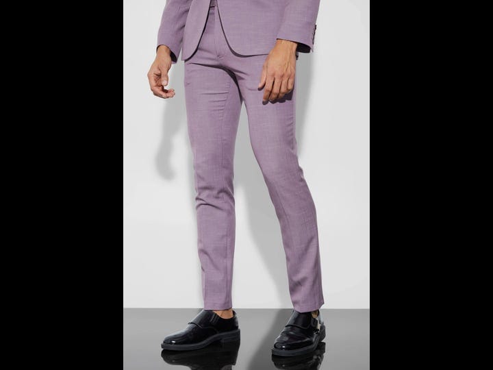 boohooman-mens-skinny-fit-micro-texture-suit-pants-purple-1