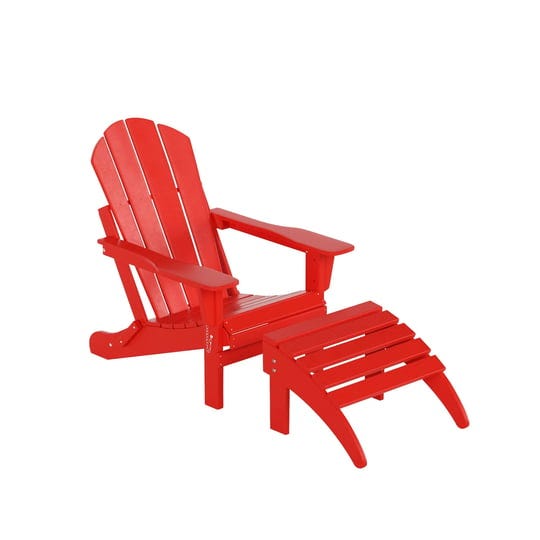 classic-folding-adirondack-chair-with-footrest-ottoman-set-red-1