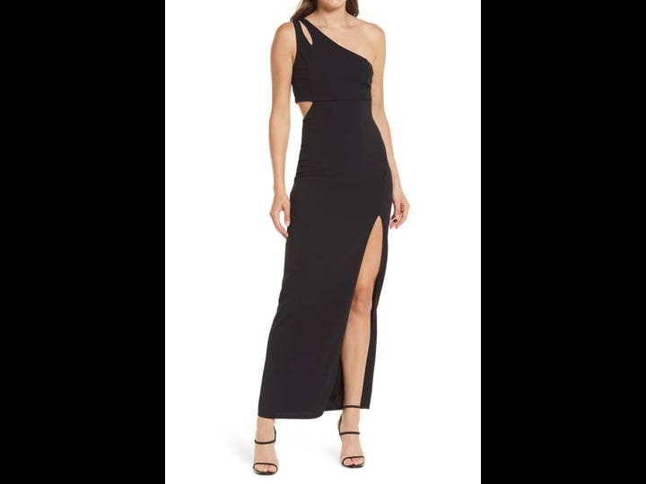 lulus-simply-beautiful-one-shoulder-column-gown-in-black-at-nordstrom-size-small-1