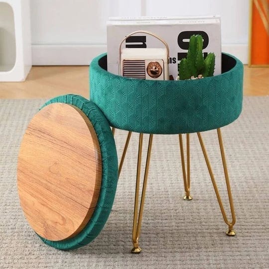 velvet-storage-ottoman-round-footrest-green-1