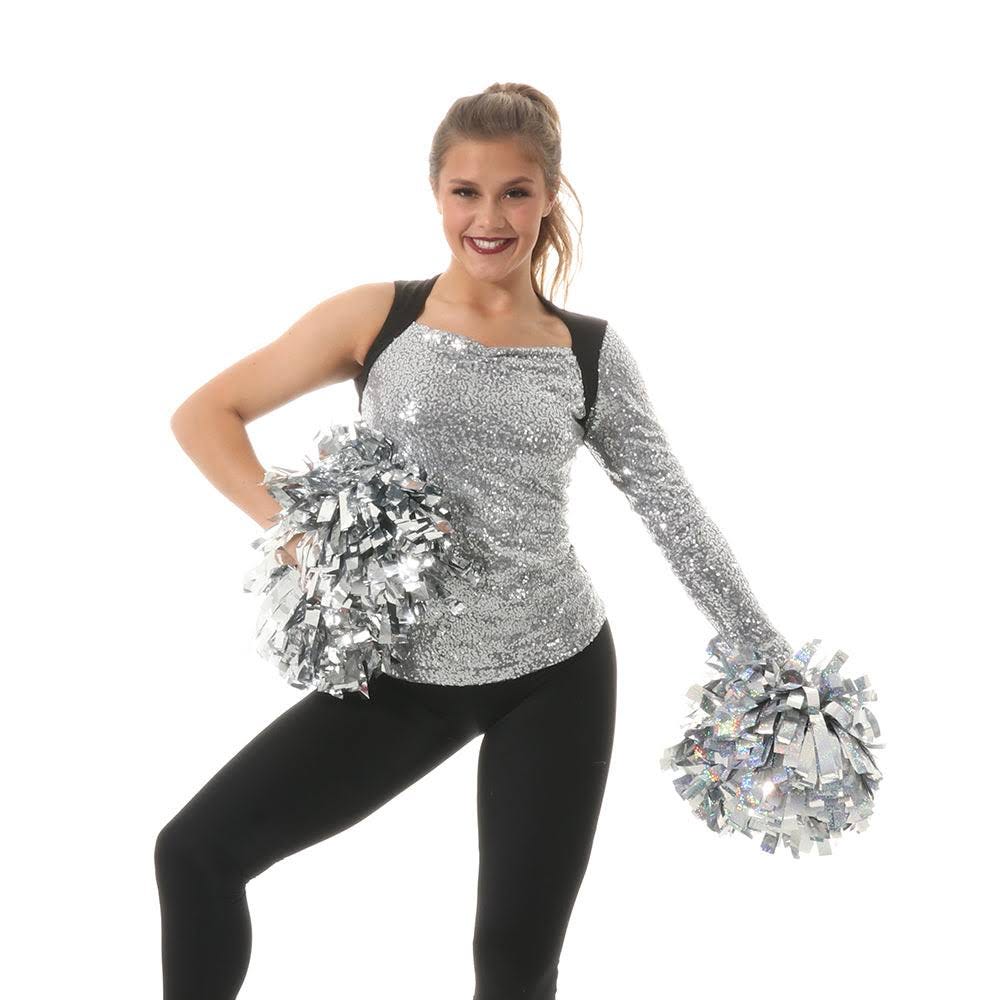 Sequin Long Sleeve Asymmetrical Top for Women's Dance Performance | Image