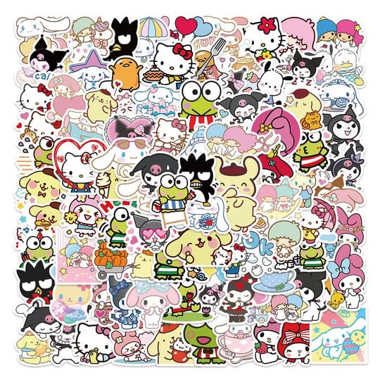 100pcs-cute-stickers-pack-for-kids-kuromi-hello-kitty-stickers-mymelody-cinnamoroll-pompompurin-kero-1