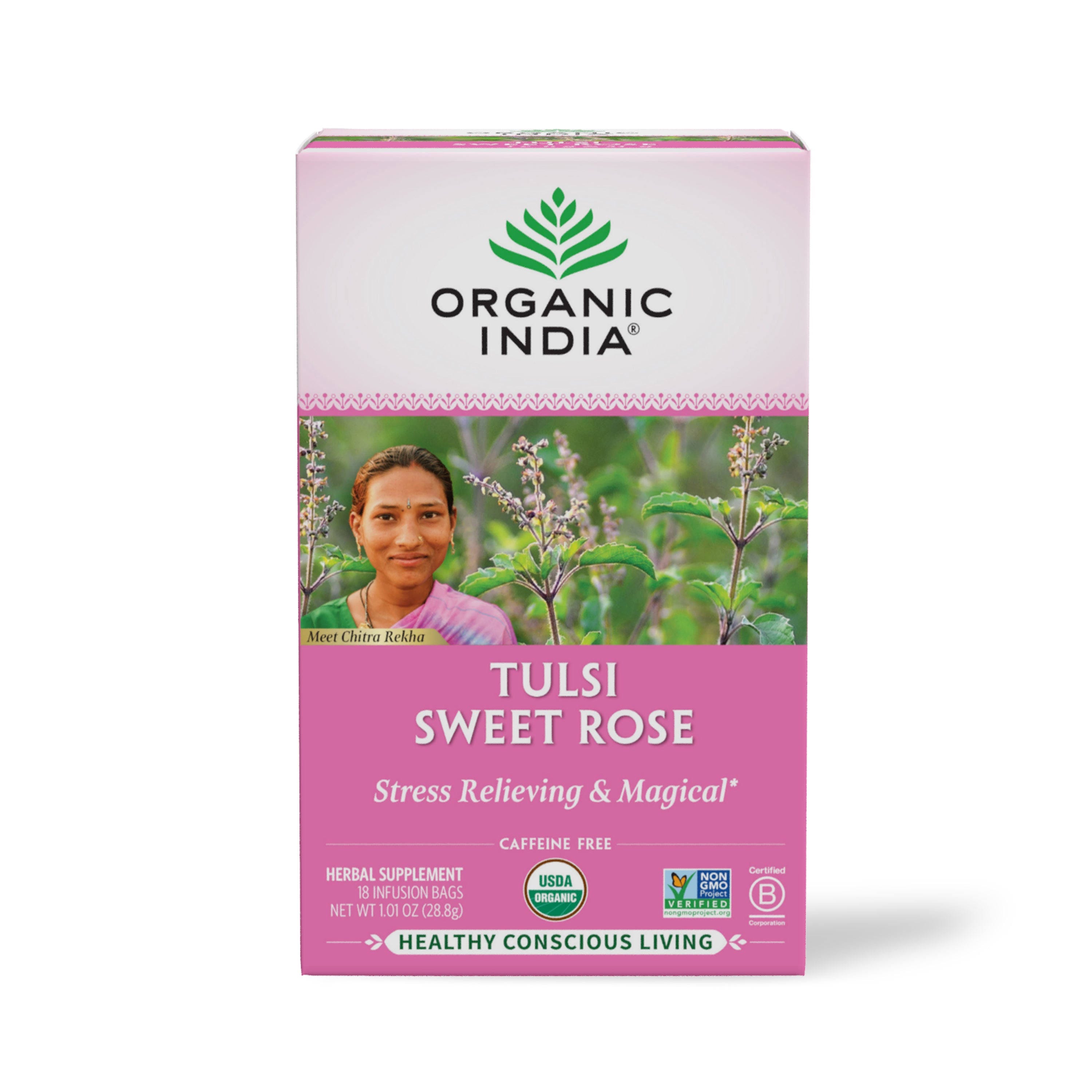Organic Tulsi Sweet Rose Tea: Antioxidant-Rich, Energy-Boosting Herbal Blend | Image
