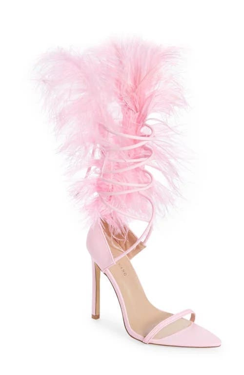 Stylish Pink Feather Stiletto Shoes | Image
