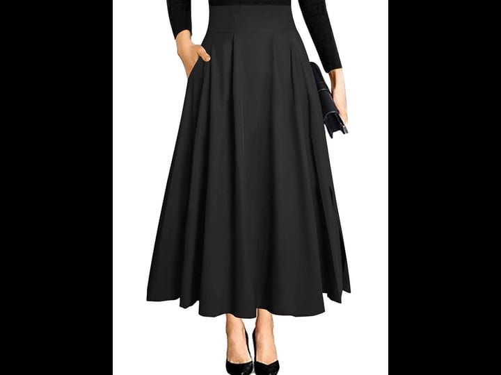 ranphee-long-black-maxi-skirt-for-women-2023-trendy-pleated-high-waisted-flowy-a-line-skirts-with-po-1