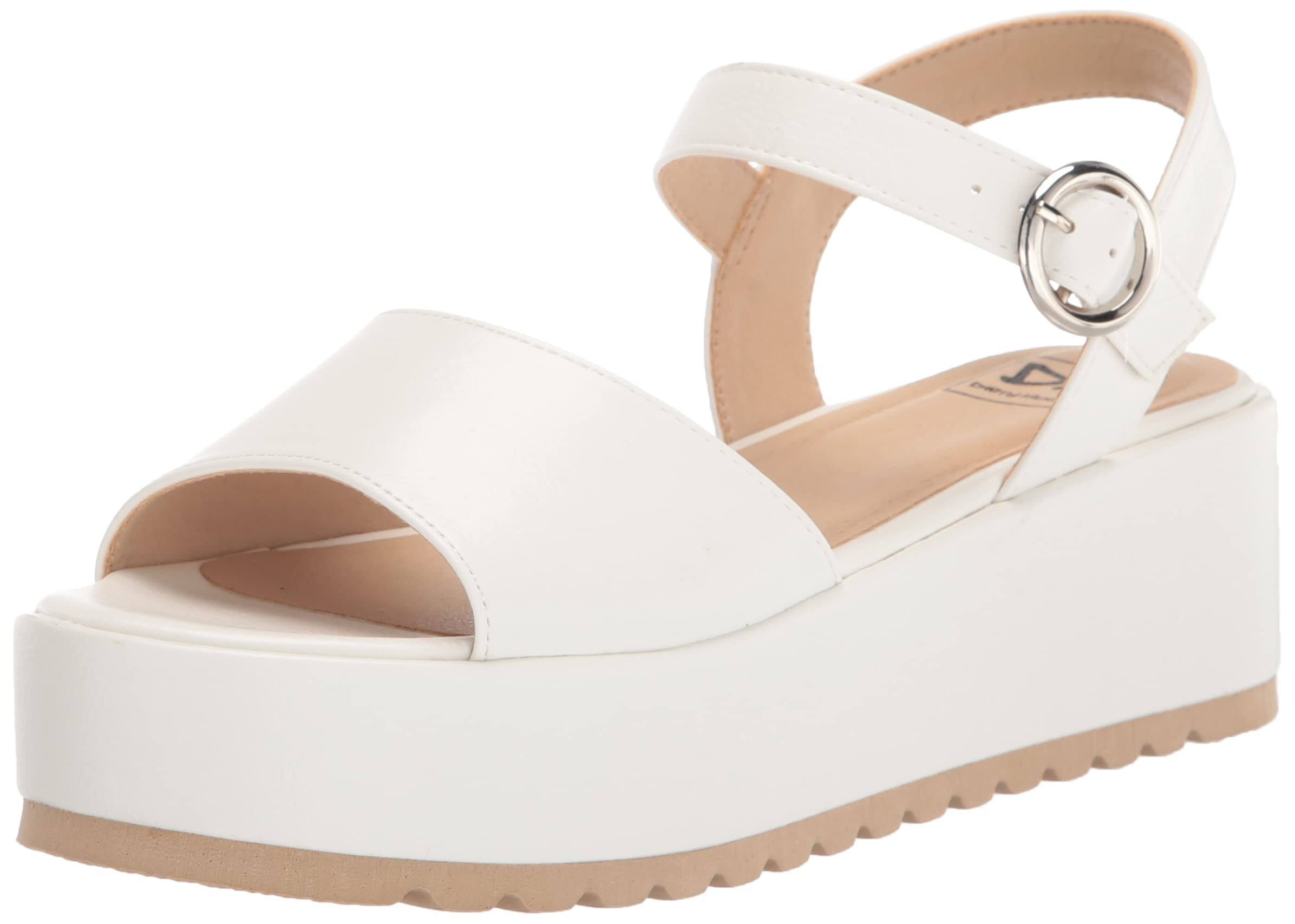 Sleek White Platform Sandals with Buckle Closure | Image
