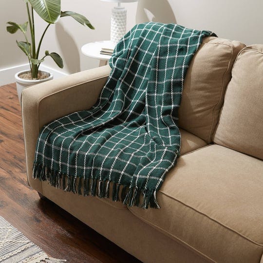 dii-checked-plaid-throw-dark-green-1