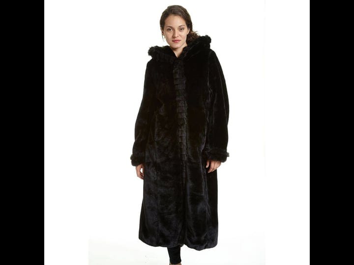 excelled-womens-full-length-faux-fur-coat-size-small-black-1