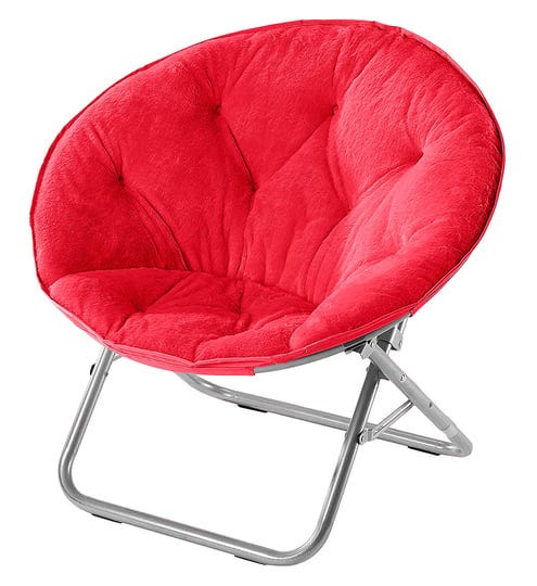 mainstays-faux-fur-saucer-chair-red-1