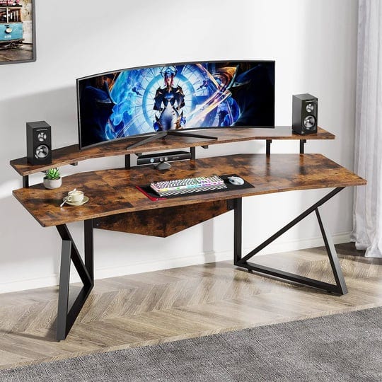 tribesigns-computer-desk-70-9-large-home-office-desk-with-monitor-stand-modern-wing-shaped-gaming-st-1