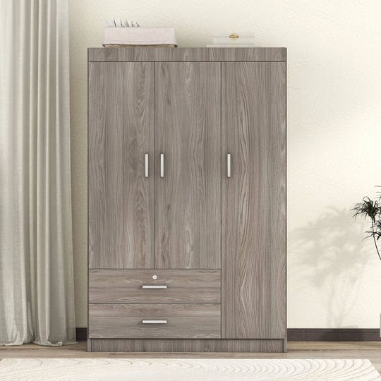 3-door-wardrobe-with-2-drawers-modern-bedroom-armoires-with-hanging-clothes-rail-grey-1