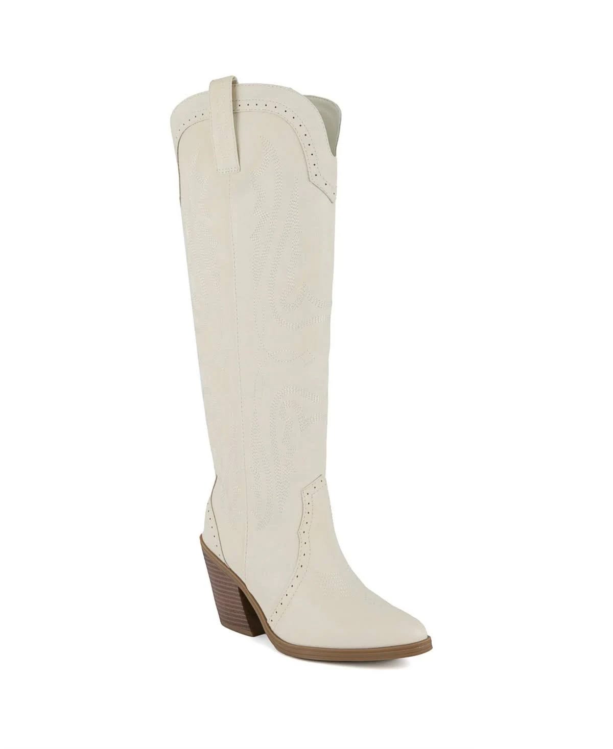 Stylish Western Boots with High Heel for Women - Size 9, White | Image