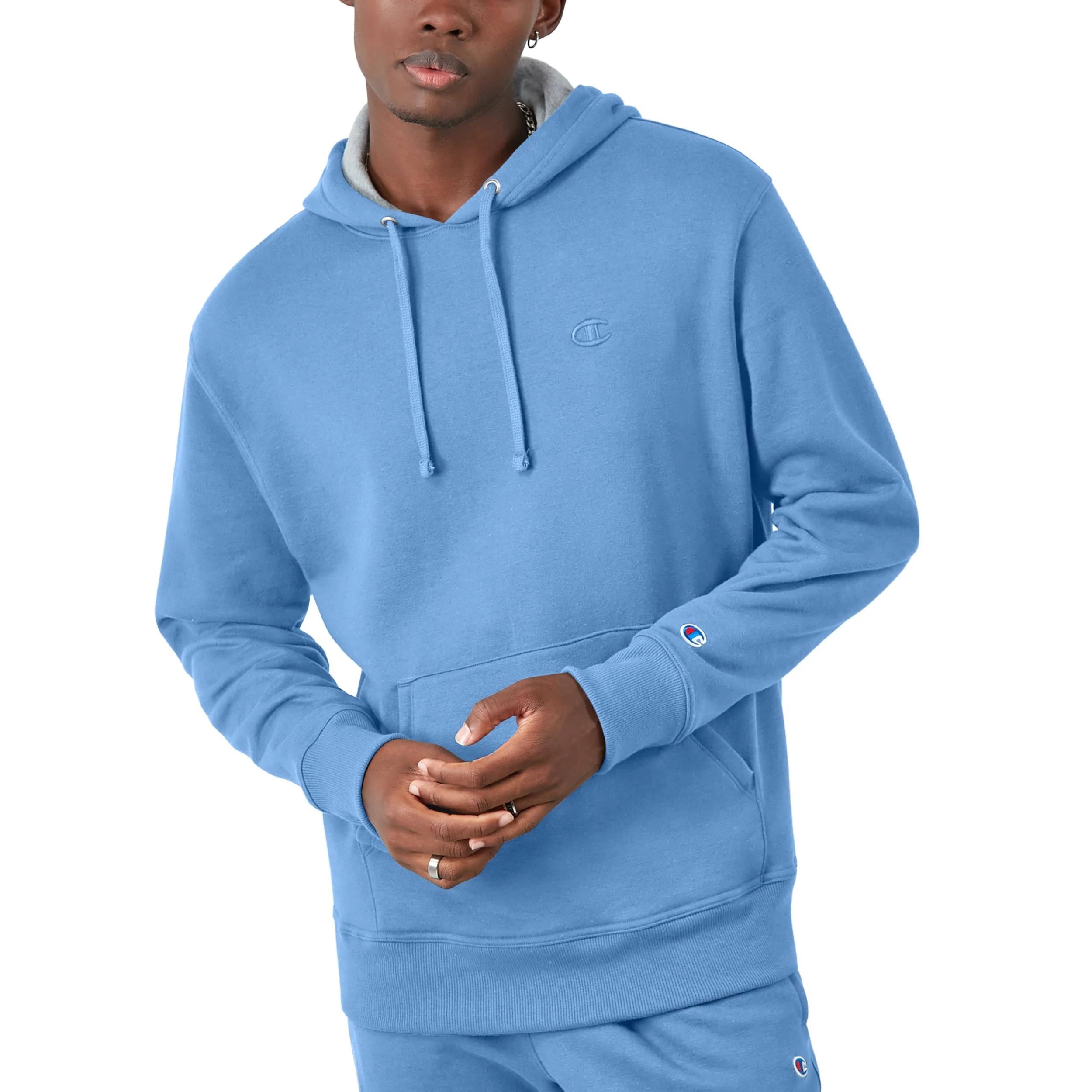 Versatile Light Blue Fleece Hoodie for Men | Image