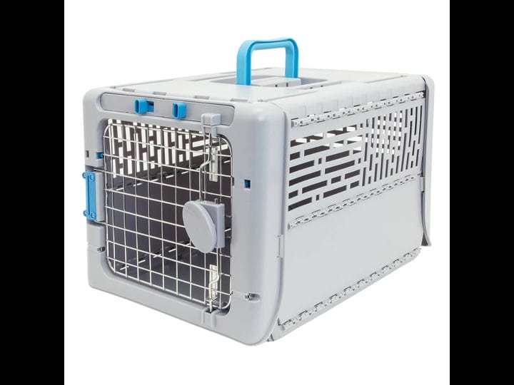 sportpet-small-19-inch-collapsible-plastic-pet-kennel-pet-carrier-dog-cat-small-animal-gray-1
