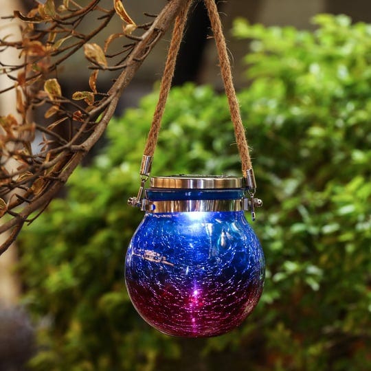 luxenhome-blue-and-red-crackle-glass-solar-outdoor-hanging-and-table-lantern-1