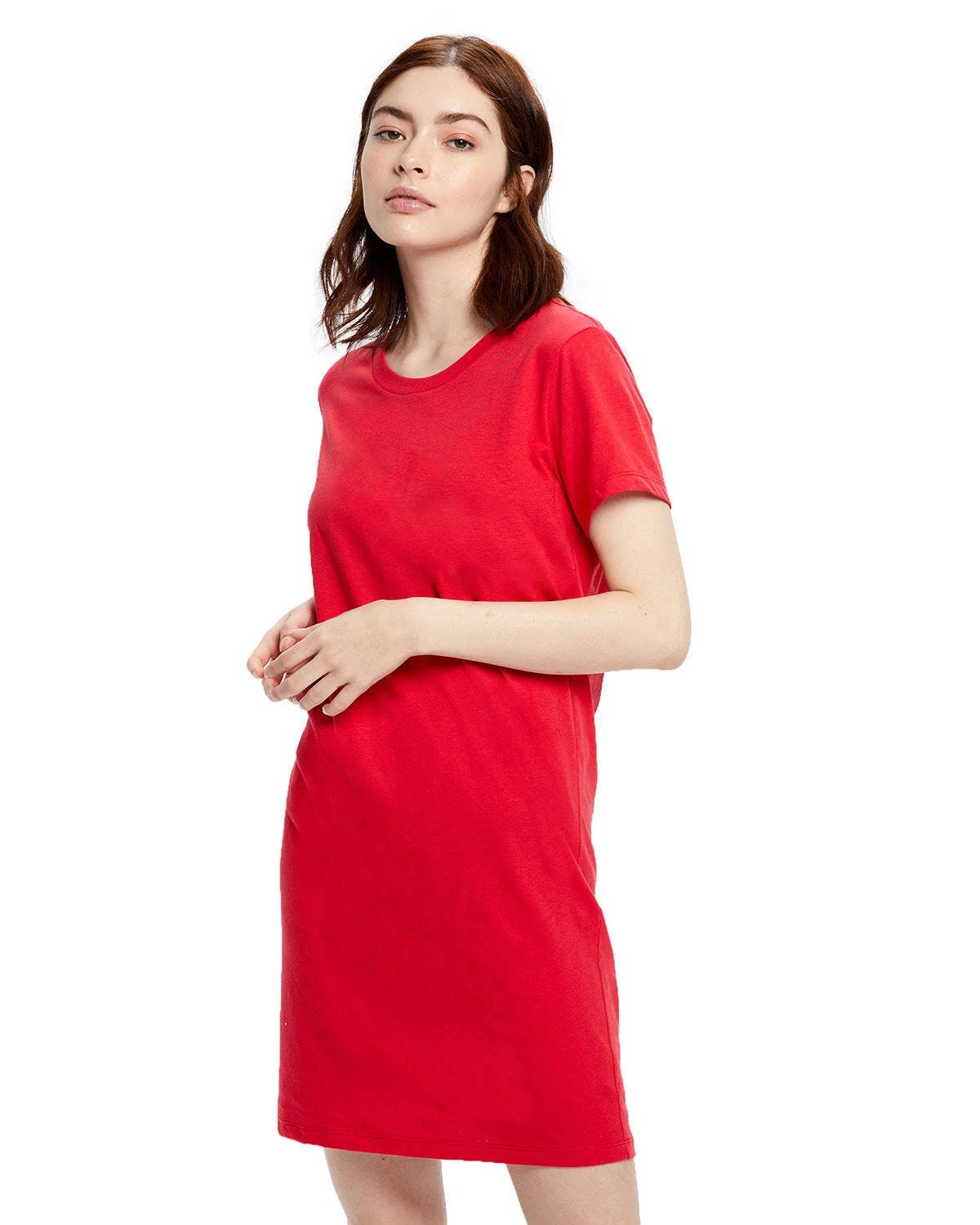 Red Combed Cotton T-Shirt Dress by US Blanks | Image