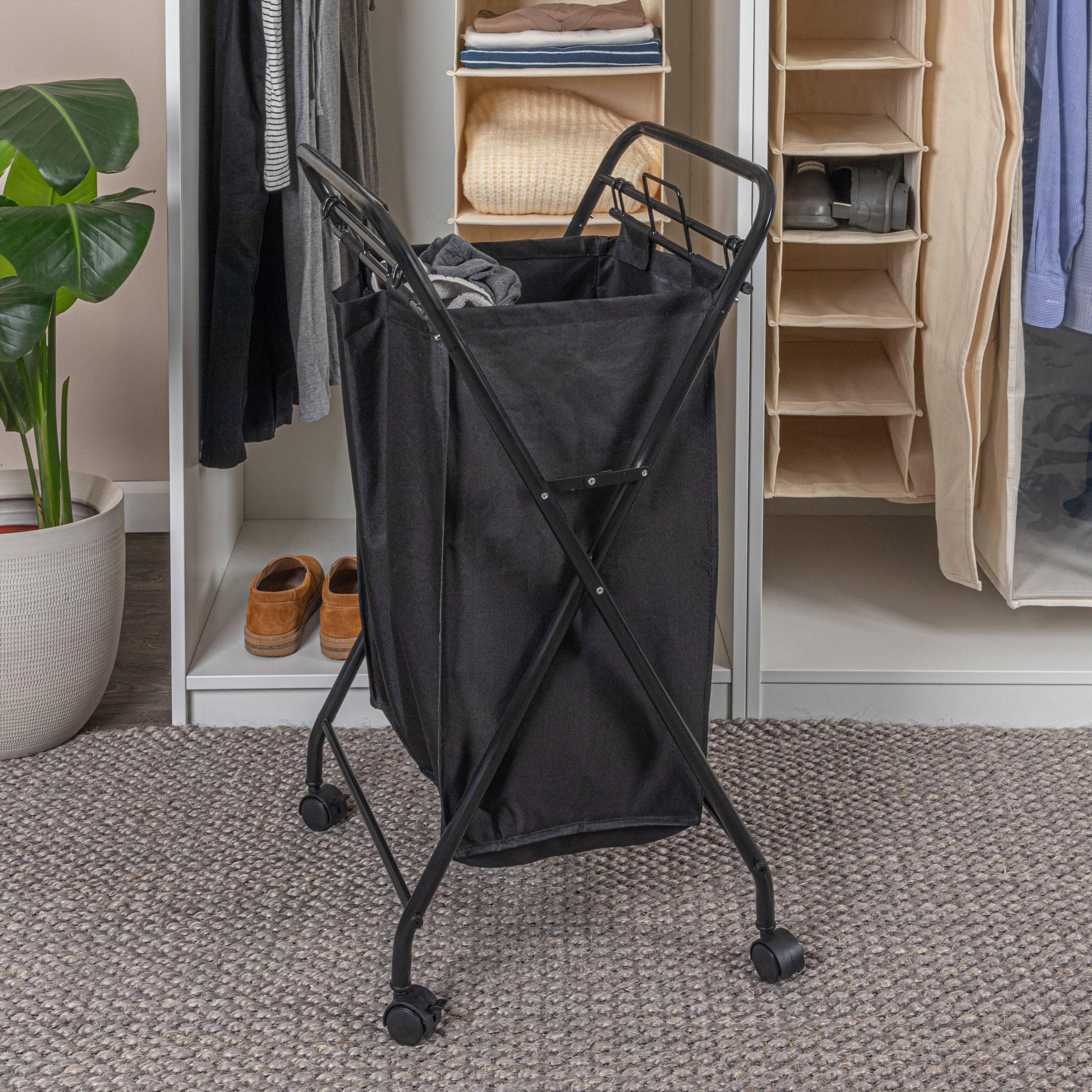 Rolling Clothes Hamper with Velcro Fasteners - Household Essentials | Image