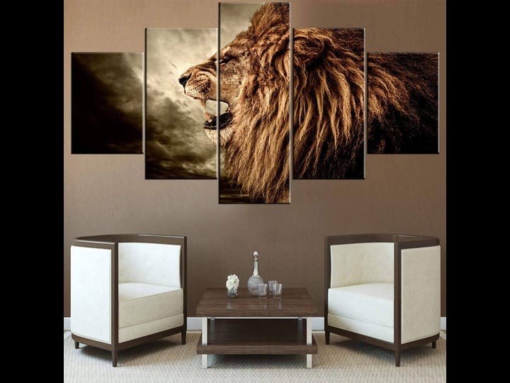 tumovo-african-decorations-for-living-room-brown-howling-lion-paintings-animal-lioness-pictures-5-pi-1