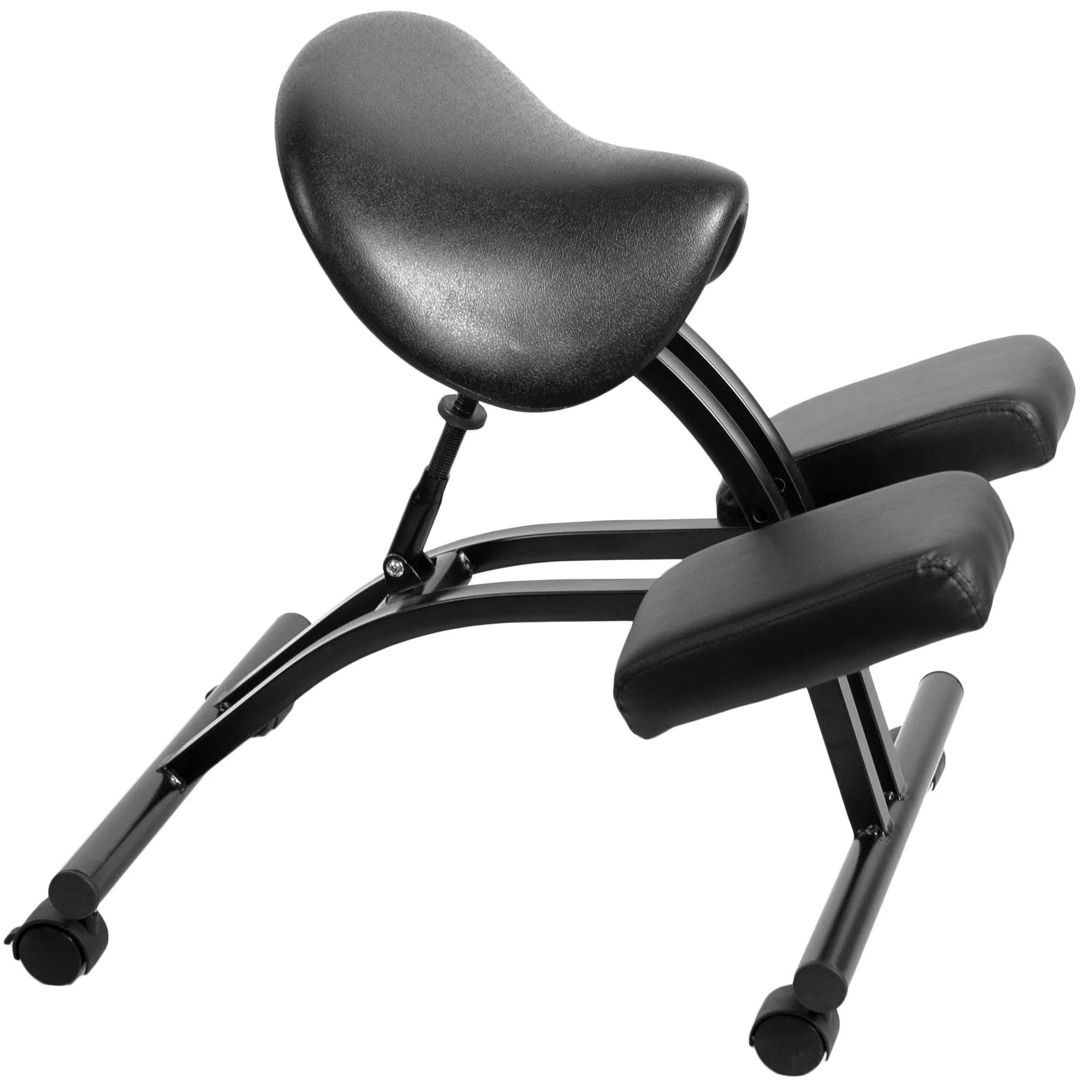 vivo Black Saddle Seat Kneeling Chair with Wheels - CHAIR-K07SD | Image