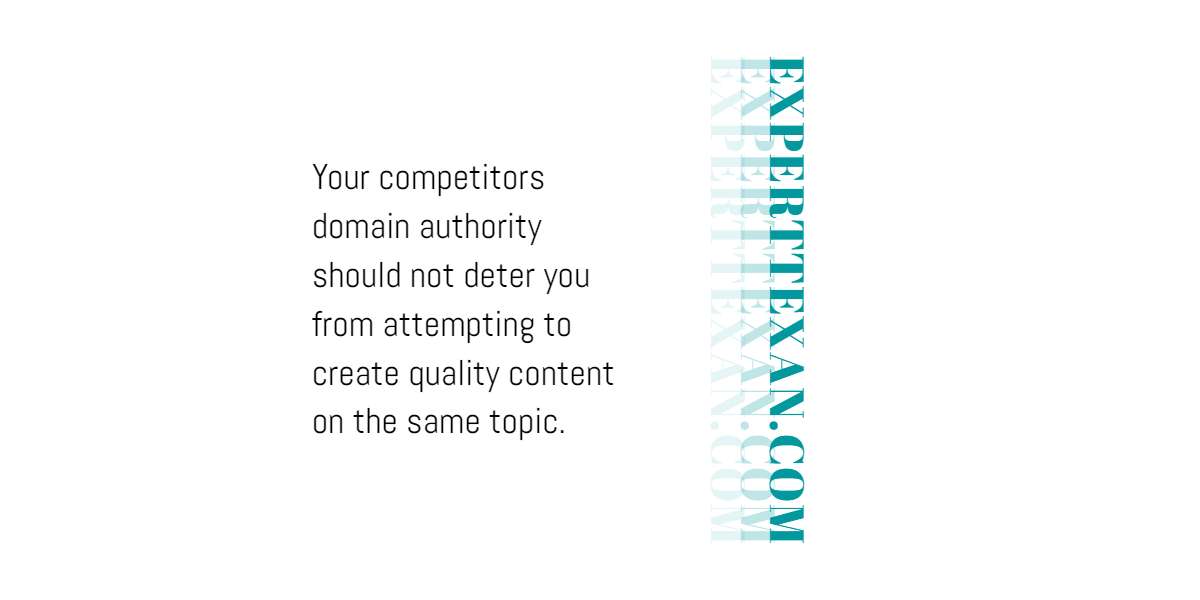 Your competitors domain authority should not deter you from attempting to create quality content on the same topic.
