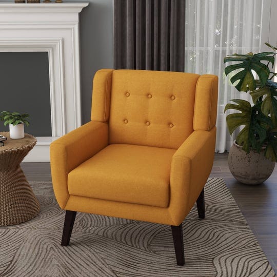 modern-cotton-linen-upholstered-armchair-tufted-accent-chair-orange-1