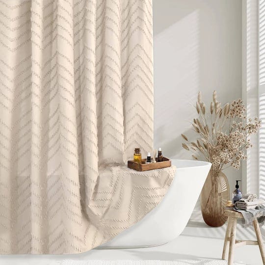 extra-long-shower-curtain-84-inches-long-beige-shower-curtain-boho-cute-chic-tufted-chevron-textured-1