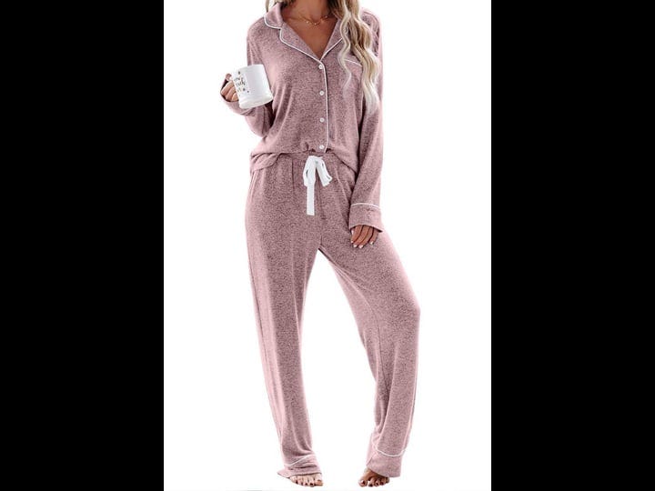 aamikast-womens-two-piece-classic-knit-pajama-sets-long-sleeve-button-down-sleepwear-m-pink-1