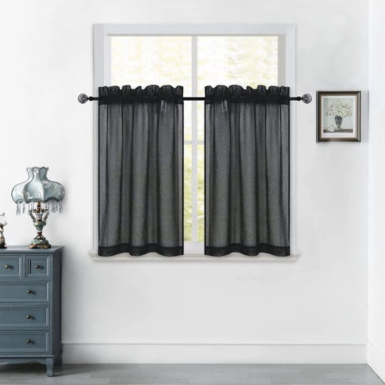 black-short-sheer-kitchen-curtains-36-inch-length-tier-curtains-rod-pocket-sheers-cafe-curtains-line-1