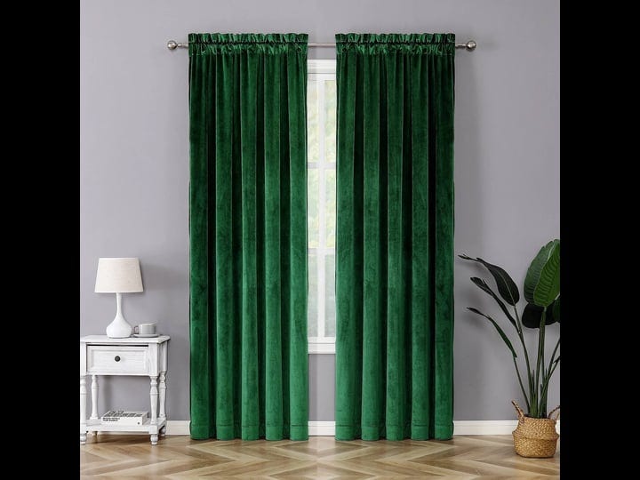 kate-aurora-royal-living-2-pack-rod-pocket-light-filtering-velvet-window-curtain-panels-green-1
