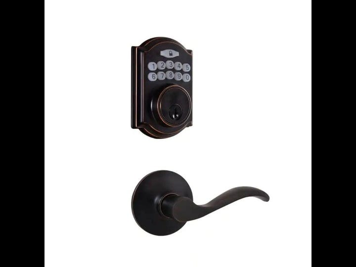 defiant-castle-aged-bronze-electronic-single-cylinder-deadbolt-with-naples-handle-combo-pack-1