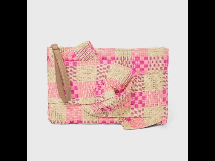 a-new-day-plaid-zip-closure-straw-clutch-pink-1