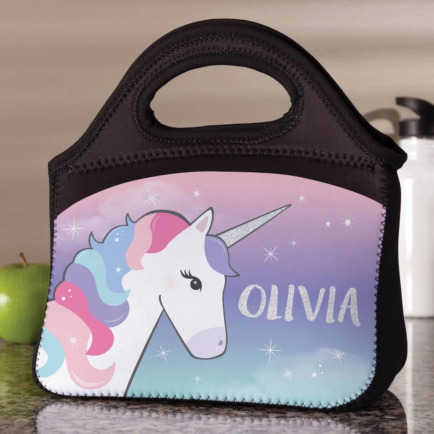 Personalized Unicorn Lunch Bag with Name Embroidery for Kids | Image