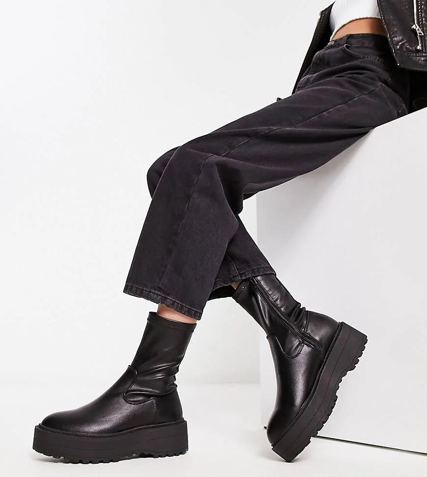 Comfortable Wide Fit Chunky Black Ankle Boots | Image