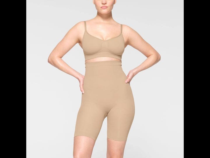 skims-womens-seamless-sculpt-high-waisted-above-the-knee-shorts-clay-size-small-1