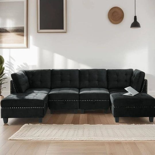 modern-u-shape-modular-diy-combination-sectional-sofa5-seat-black-1